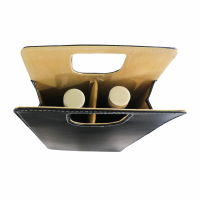 Double Folding Wine Bottles Leatherette Tote Bag with Carry Handles